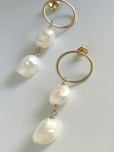 14k gold filled post earring rings with 2 fresh water pearl drops. Full Moon Necklace, Jewelry Aesthetic, Fresh Water Pearl, Jewelry Inspo, Moon Necklace, Saint Louis, Pearl Drop, Post Earrings, Ring Earrings