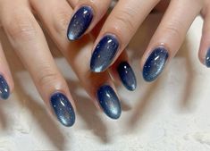 @ainail_dai on instagram Pretty Gel Nails, Cat Eye Nails, Minimalist Nails, Blue Nails, Swag Nails, Beauty Nails