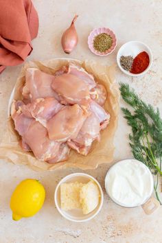 the ingredients for this dish include chicken, lemons, garlic and seasoning powder