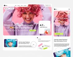 the website design is designed to look like it has an image of a woman with pink hair