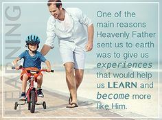 a father teaching his son how to ride a bike on the beach with an inspirational quote