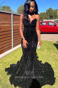 Trendy Black Sequin Strapless Sparkly Trumpet Long Prom Dress #promdress #eveningdress #homecomingdress #graduationdress Black Sequin Prom Dress, Trumpet Prom Dress, Black Mermaid Prom Dress, Mermaid Gown Prom, Sequin Evening Gowns, Black Mermaid, Mermaid Sequin, Sequin Prom Dress, Sweetheart Prom Dress