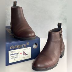 Women’s Dubarry Of Ireland Carlow Leather Boot In Mahogany Size 10 Us / 41 Eu. Excellent Used Condition With Original Packaging. Side Zip. Waterproof With Gore Tex Lining. Leather Boot, Shoes Women, Gore Tex, Side Zip, Leather Boots, Size 10, Packaging, Women Shoes, Boots