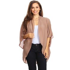 Women's Solid Casual Lightweight 3/4 Sleeve Loose Fit Open Front Cardigan/ , Wear it with a tank top or shirt as undershirt,also perfect pair with jeans,leggings to elongate your silhouette and flatter your figureMOA COLLECTION is committed to providing each customer with the highest standard of customer service. Product Description: HCD00066: Solid, long body cardigan in a loose fit with an open front, 3/4 length kimono sleeves, and hi-low hem. Size Chart(Inches) / HCD00066S => Shoulder: 18/ Sl Summer Open Front Tops For Layering, Trendy Solid Open Front Tops, Trendy Solid Color Open Front Tops, Summer V-neck Shrug, Chic Spring Shrug With 3/4 Sleeves, Solid Open Front Layering Top, Open Front Layering Top, Casual Open Front Tops For Layering, Summer Open Front Shrug