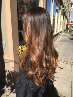 Balayaged subtle shift of color in dark hair Brown Ombre Hair, Hair Dyed, Crimped Hair, Brown Hair Balayage, Ombre Hair Color, Auburn Hair, Dark Blonde, Hair Inspo Color, Light Brown Hair