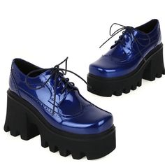 Classic, Easy To Wear, High Quality Construction, Fashionable Electric Blue Lace-Up Platform Shoes! Brand New, Never Been Worn W-10 M-8.5 Blue Casual Lace-up Shoes With Round Toe, Casual Blue Lace-up Shoes With Round Toe, Red Platform Shoes, Blue Platform Shoes, Heeled Lace Up Boots, Heeled Espadrilles, Red Platform, Espadrilles Shoes, Funky Shoes