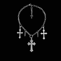 "༺DEVOTED༻ to myself  handmade // tarnish proof  stainless steel chain stainless steel pendants chain: 17\"  length: 12\" pendant: 2\" - 2.5\" shipping included in price ☆ use code *222BAD* for 22% off 2 or more items ☆" Punk Cross Necklace For Streetwear, Punk Streetwear Cross Necklaces, Punk Cross Jewelry For Streetwear, Silver Emo Necklace For Concerts, Silver Emo Necklace For Concert, Grunge Jewelry, Dope Jewelry Accessories, Grunge Goth, Jewelry Accessories Ideas