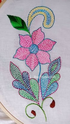 a close up of a embroidery on a hoop