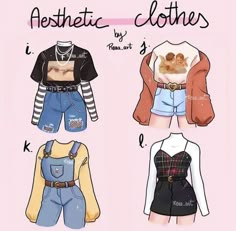 four different types of clothes for girls