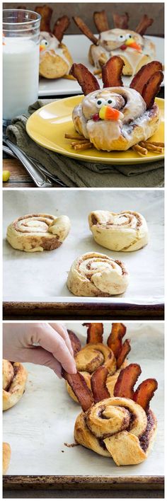 the process of making cinnamon buns with bacon