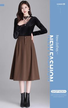 • High Waist Design :The high waist design of this brown wool skirt accentuates the waistline, creating a flattering silhouette for any body type. • Loose A-line Cut :The loose A-line cut offers a comfortable fit while adding a touch of elegance to your outfit. Perfect for commuting or casual outings. • 2023 Autumn and Winter Collection :Part of our 2023 Autumn and Winter collection, this skirt is designed to keep you warm and stylish in the colder months. • Mainland China Origin :Originating from Mainland China, this skirt reflects the countrys rich textile heritage, ensuring high-quality craftsmanship. • Elegant Commuting Hip :This skirts elegant commuting hip style makes it a versatile addition to any wardrobe, suitable for both work and leisure activities. • Small Size :Its small size Fitted Brown Skirt Solid Color, Fitted Solid Brown Skirt, Fitted Solid Color Brown Skirt, Brown High-waist Winter Skirt, Brown Solid Color Knee-length Skirt, Brown Stretch Skirt For Fall, Brown Solid Color Skirt For Fall, Knee-length Brown Skirt For Fall, Brown Knee-length Skirt For Fall