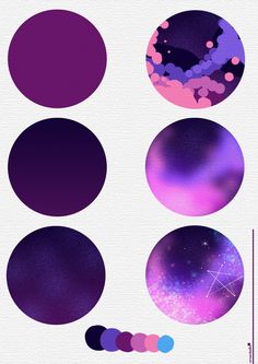 purple and blue circles are arranged on a white background