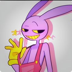 an image of a cartoon rabbit holding a hand with the other hand in it's pocket