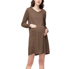 Please Not Only Reference The Size Guide Provided By Walmart But Also Have To Reference Ours,Which Shows In the Product Detail Pictures. Maternity Dresses Casual Loose with Pocket Long Sleeve V-Neck Material: 100% Polyester Type: Dress Color: Yellow, Dark Gray, Coffee, Green, Black Package include: 1 Dress Size: 3XL.  Color: Brown.  Gender: female.  Age Group: adult. Maternity Dresses Long Sleeve, Maternity Dresses Casual, Long Sleeve Maternity Dress, Dresses Long Sleeve, Maternity Dresses, Dresses Casual, Maternity Clothes, Dresses Long, Dark Gray