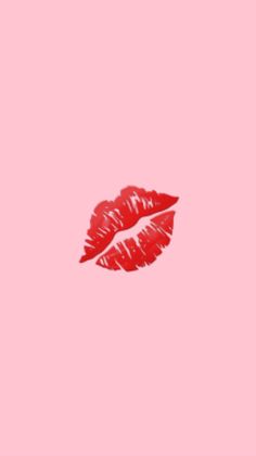 red lips on a pink background with the word love written in it's upper right corner