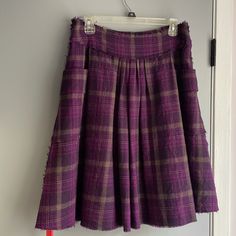 Nwot Purple Pleated Skirt; 2 Pockets, Lined; Zipper; Length-23.5”; Missing Tag Purple Pleated Skirt, Plaid Skirt, Plaid Skirts, Women Skirts Midi, Von Furstenberg, Diane Von, Diane Von Furstenberg, Color Purple, Pleated Skirt