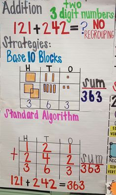 a bulletin board with numbers and symbols on it for students to use in the classroom