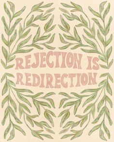 the words reflection is redirection are surrounded by green leaves on a beige background