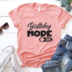 "Birthday Mode On Shirt, Cute Birthday Party Shirt, Aesthetic Birthday Sweatshirt, Trendy Birthday Gifts For Her, Bday Gifts For Women, E5556 WELCOME TO LITTLE PREPPY TEE.... If you are looking for soft, comfortable, first-class clothes that you can design for your most special days or your loved ones, you are at the right place! We love what we do here at Best Creative Designs and we strive to make your shopping experience just right for you. If you have any questions about our products, feel f Trendy Pink Tops For Birthday, Trendy Pink T-shirt For Birthday, Trendy Party T-shirt With Letter Print, Trendy T-shirt With Letter Print For Party, Casual Party T-shirt With Text Print, Casual Text Print T-shirt For Party, Casual Pink Shirt For Birthday, Pink Letter Print Shirt For Birthday, Casual Slogan Tops For Birthdays