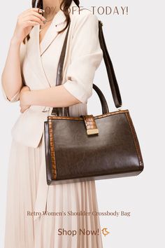 Elevate your style with our Retro Women's Shoulder Crossbody Bag! Perfect for adding a vintage touch to any outfit. Business Shoulder Bag With Detachable Handle In Faux Leather, Business Satchel With Detachable Handle In Faux Leather, Business Faux Leather Satchel With Detachable Handle, Business Bags With Detachable Handle In Faux Leather, Workwear Shoulder Bag With Detachable Handle In Faux Leather, Retro Business Crossbody Shoulder Bag, Retro Business Shoulder Bag With Detachable Strap, Retro Faux Leather Satchel Shoulder Bag, Faux Leather Satchel Box Bag