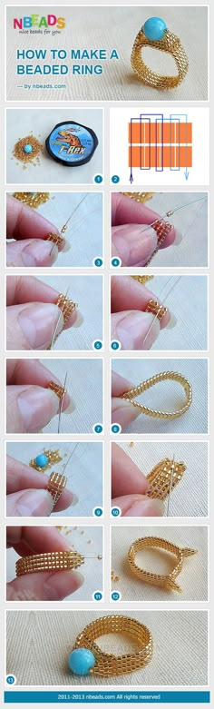 instructions for how to make a beaded ring