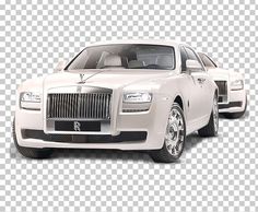 two white rolls royces on a transparent background