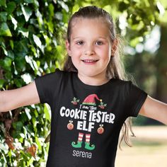 Cookie tester elf family matching christmas name T-Shirt Elf Family, Elf T Shirt, Family Matching Christmas, Christmas Names, Elf Clothes, Christmas T Shirts, Cadeau Photo, Trendy Kids, Fun Cookies