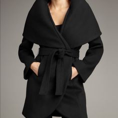 See Description Coat Will Need Professional Dry Cleaning Fitted Wrap Winter Outerwear, Fitted Wrap Outerwear For Winter, Black Wrap Outerwear For Work, Elegant Black Wrap Outerwear, Wrap Coat, Elie Tahari, Jackets For Women, Jackets & Coats, Product Description