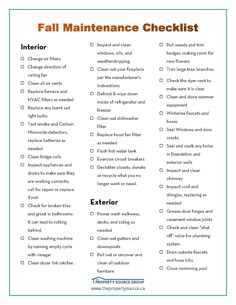the fall maintenance checklist is shown