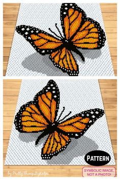 two pictures of orange butterflies on a white background with the words, pattern and description below it