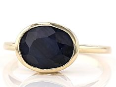 Pre-Owned 1.96ct oval blue sapphire solitaire, 10k Yellow Gold Ring. Measures approximately .46"L x .36"W..  This product may be a customer return, vendor sample, or on-air display and is not in its originally manufactured condition.  It may not be new.  In some instances, these items are repackaged by JTV. Oval Faceted Sapphire Ring Fine Jewelry, Untreated Oval Sapphire Ring As Gift, Untreated Oval Sapphire Ring For Gift, Sapphire Solitaire, Broken Chain, Pearl Strands, Yellow Gold Ring, Sapphire Gemstone, Types Of Rings