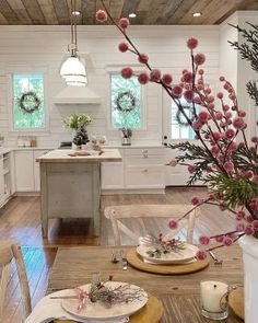 the kitchen is clean and ready to be used as a dining room or breakfast nook