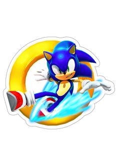 the sonic character is flying through the air