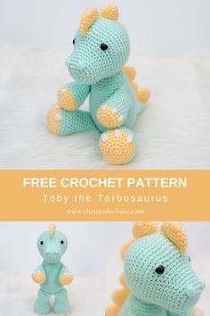 a crocheted stuffed animal sitting on top of a white blanket with the words free crochet pattern