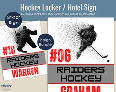 hockey locker / hotel sign with instructions for the number one player to play in the game