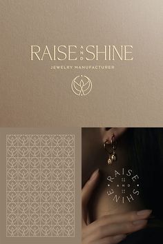 the logo for raise shine jewelry manufacturer is shown in gold and white with an image of a woman's face