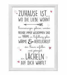 a framed print with the words zuhausse ist wo die liebe wuhnt