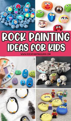 rock painting ideas for kids to make with rocks and other things that are painted on them