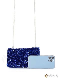 BirdinBag - Blue Sparkle Square Crossbody Evening Bag - Perfect for Parties and Dinner Events Square Crossbody Bag, Dinner Event, Blue Sparkle, Blue Sparkles, Square Bag, Chain Styles, Evening Bags, Royal Blue, Crossbody Bag