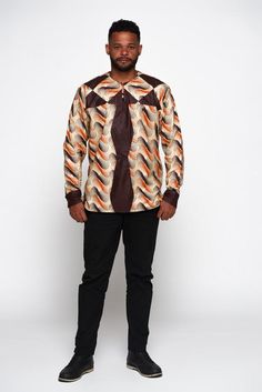 A cotton shirt African Print Shirt, Traditional African Clothing, African Dresses Men, African Dresses Modern, African Shirts, Men Wear, African Men Fashion, Long Sleeved Shirt, African Men