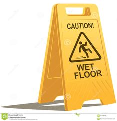 a caution wet floor sign on a white background