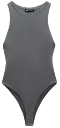 Fitted Gray Sleeveless Swimwear, Fitted Sleeveless Gray Swimwear, Zara Casual Stretch Swimwear, Zara Bodysuit, Zara Tops, Zara, Collage, Grey, Pins