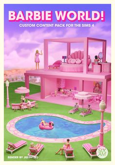 barbie world custom content pack for the sims 4 - barbie doll house and pool