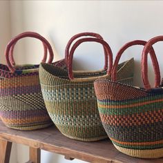 The U-shopper basket is the perfect tote, beach bag, shopper, everyday bag, or home decor basket. The beautiful bolga baskets are hand-woven in small villages of Ghana, a tradition passed down from generation to generation. They are woven out of renewable resources, including banana leaf and elephant grass, which grow abundantly in the region. Each basket is hand woven and 100% unique! The leather handle is treated using an all-natural process (either dyed and oiled or painted). Note that handle Tote Beach Bag, Bolga Basket, Craft Tote, Dream Bags, Handmade Fair, Home Decor Baskets, Wicker Bags, Market Baskets, Design Board