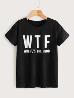 Fresh arrival! Behold the exceptional WTF Casual Tee, now available at an irresistible price of $21.99 Women Slogan, Slogan Tshirt, Slogan Tee, Round Neck Tees, Tee Shirt Print, Tees For Women, Casual Tee, Black Pattern, Printed Tees