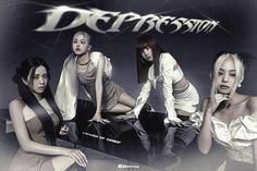 the girls are posing together in front of a black and white background with text that reads defossity