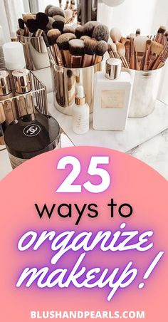 25 Ways To Organize Your Makeup! Find out how to store your makeup to find everything you need in a stylish set up! | amazon acrylic makeup organizers | acrylic storage ideas | makeup organization ideas | makeup storage vanity desk | makeup drawer ideas | how to organize beauty products | pretty storage ideas | home organization ideas | Make Up Dresser Organization, Makeup Storage Countertop, Organize Cosmetics Bathroom, Cricut Makeup Organizer, Decorating Vanity Area, Organizing My Makeup Vanity, Best Makeup Organization Ideas, Makeup Storage Bathroom Counter, Diy Makeup Organization Ideas