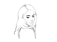 a black and white drawing of a woman's face