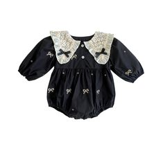 Birthday Outfit Korean, Gothic Baby Clothes, Lapel Embroidery, Gothic Baby, Goth Baby, Outfit Korean Style, Outfit Korean, Baby Jumpsuit