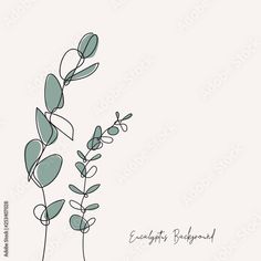 a plant with green leaves on it and the words eucalyptus's bouquet written in black ink